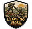 Leave No Mate Behind embroidered patch design preview – 110mm longest edge