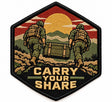 Carry Your Share embroidered patch design preview – 110mm longest edge