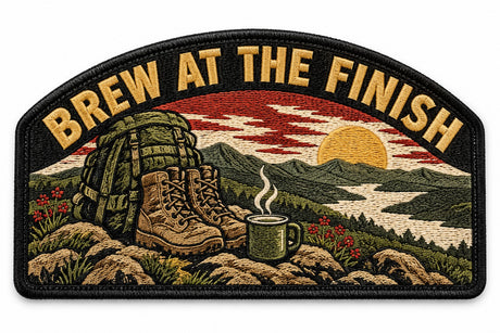 End of March embroidered patch design preview – 120mm longest edge