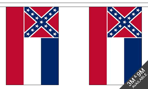 Mississippi Old (Confederate) 3 metre bunting, 10 flags - Flagmania