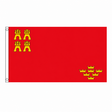 Murcia flag with four yellow castles and seven crowns on red, centred on white