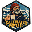 Saltwater Powered embroidered patch design preview - 110mm