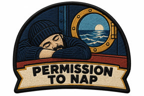 Permission To Nap embroidered patch design preview - 110mm