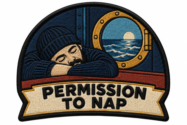 Permission To Nap embroidered patch design preview - 110mm