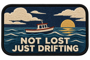 Not Lost Just Drifting embroidered patch design preview - 120mm