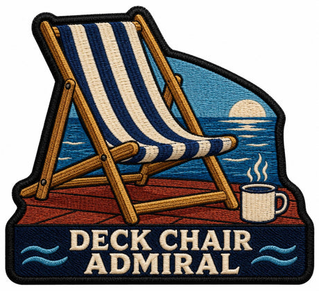 Deck Chair Admiral embroidered patch design preview - 110mm
