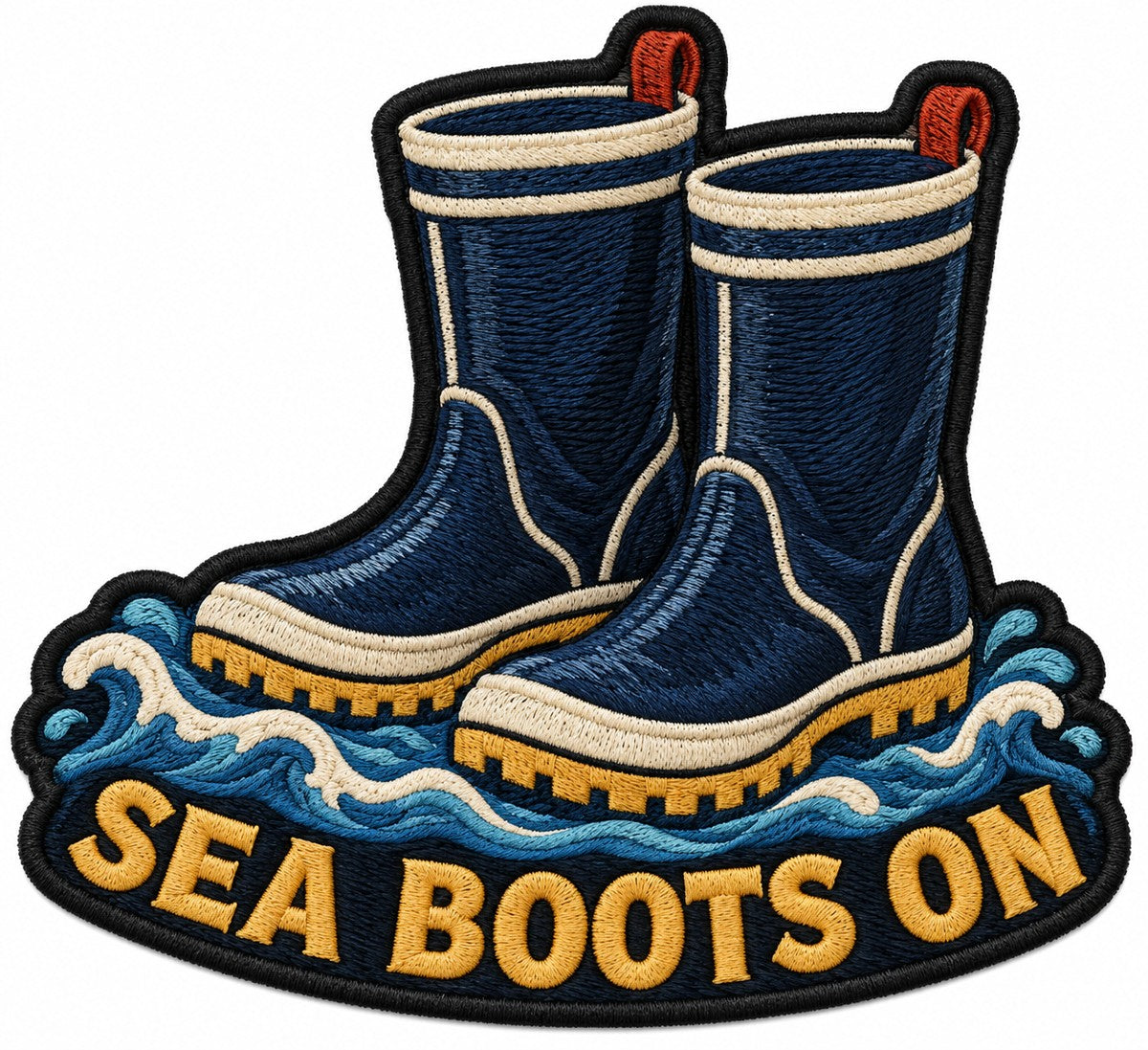 Sea Boots On embroidered patch design preview - 110mm