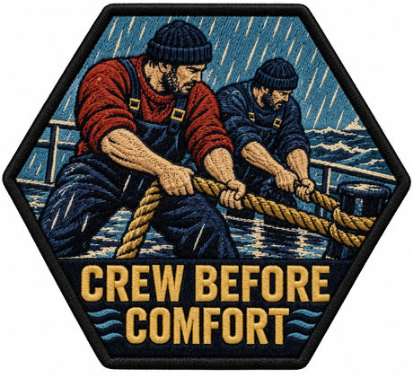 Crew Before Comfort embroidered patch design preview - 110mm