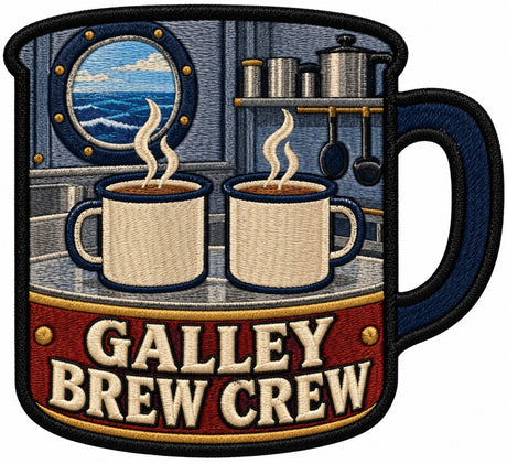 Galley Brew Crew embroidered patch design preview - 110mm