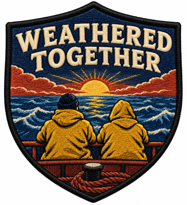 Weathered Together embroidered patch design preview - 110mm