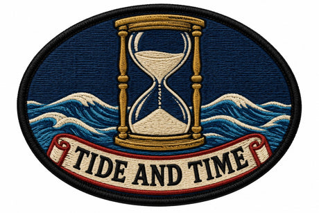 Tide And Time embroidered patch design preview - 110mm