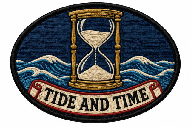 Tide And Time embroidered patch design preview - 110mm