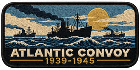 Atlantic Convoy 1939–1945 embroidered patch design preview - 130mm