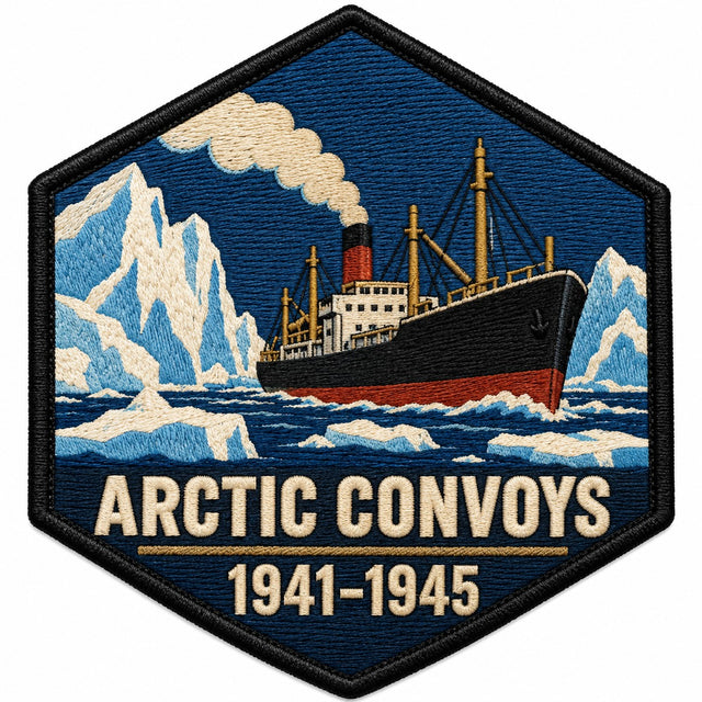 Arctic Convoys 1941–1945 embroidered patch design preview - 130mm