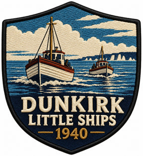 Dunkirk Little Ships 1940 embroidered patch design preview - 130mm