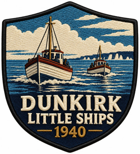 Dunkirk Little Ships 1940 embroidered patch design preview - 130mm
