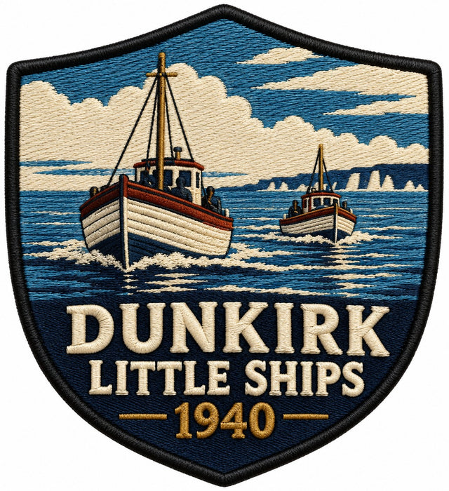 Dunkirk Little Ships 1940 embroidered patch design preview - 130mm