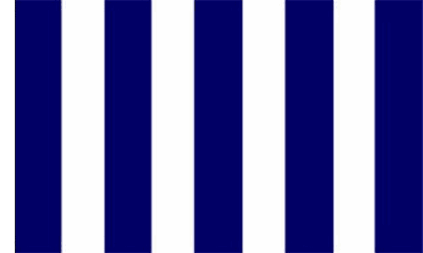 Flagmania Navy Blue and White Striped (Sleeved) 3ft x 2ft Polyester Flag on white background
