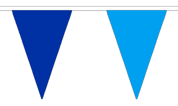 Navy Blue and Sky Blue Triangle 12 metre bunting by Flagmania