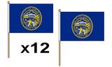 Flagmania Nebraska wooden hand flags, 9x6 inch, pack of 12, no bases