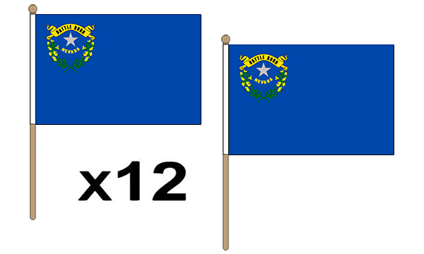 Flagmania Nevada wooden hand flags, 9x6 inch, pack of 12, no bases