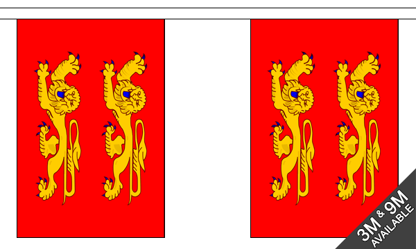 Normandy Two Leopards 3 metre bunting, 10 flags - Flagmania