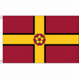 Northamptonshire new flag with gold cross edged in black and central rose on maroon, 5ft x 3ft