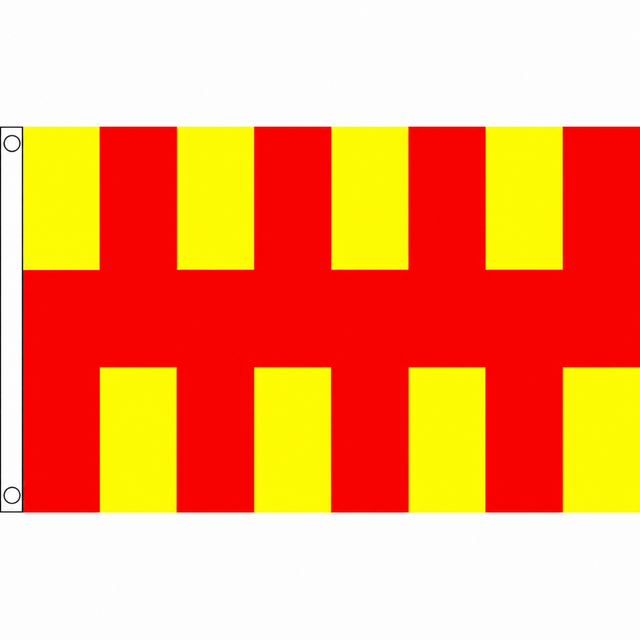 Northumberland county flag with red and yellow battlement pattern, 5ft x 3ft