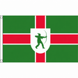 Nottinghamshire new county flag with red and white cross on green and central Robin Hood shield, 5ft x 3ft