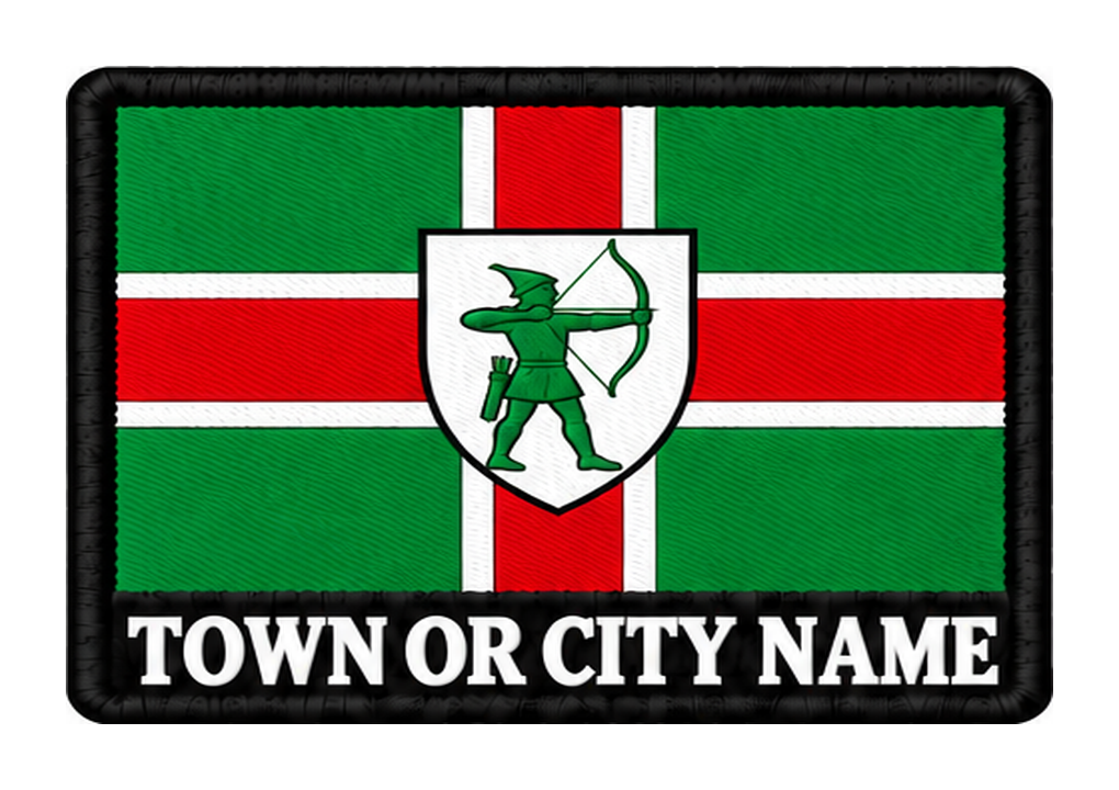 Nottinghamshire personalised county patch artwork preview, 90 x 60mm