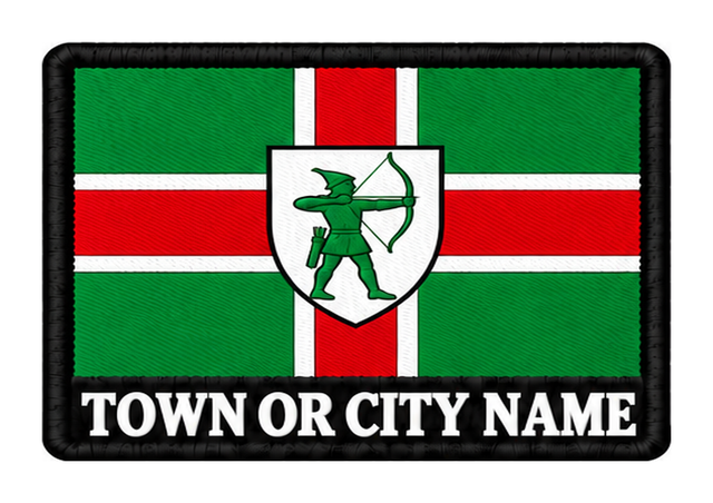 Nottinghamshire personalised county patch artwork preview, 90 x 60mm
