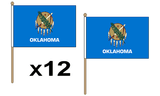Flagmania Oklahoma wooden hand flags, 9x6 inch, pack of 12, no bases
