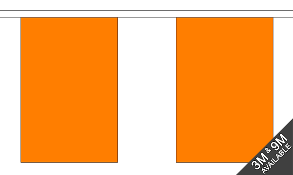 Plain Orange 3 metre bunting, 10 flags - Flagmania