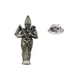 Osiris Egyptian god pewter lapel pin badge holding crook and flail with butterfly clutch fastening