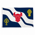 Oxfordshire new county flag with red ox head, gold tree and wheat on navy and white, 5ft x 3ft