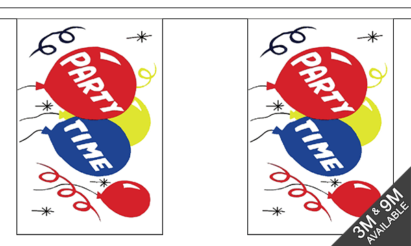 Flagmania Party Time Bunting, 9 metre bunting