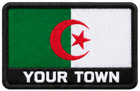 Personalised Algeria embroidered flag patch with example YOUR TOWN text
