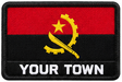 Personalised Angola embroidered flag patch with example YOUR TOWN text