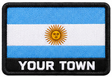 Personalised Argentina embroidered flag patch with example YOUR TOWN text