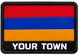 Personalised Armenia embroidered flag patch with example YOUR TOWN text
