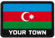 Personalised Azerbaijan embroidered flag patch with example YOUR TOWN text