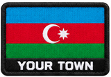 Personalised Azerbaijan embroidered flag patch with example YOUR TOWN text