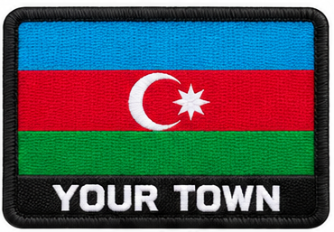 Personalised Azerbaijan embroidered flag patch with example YOUR TOWN text