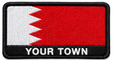 Personalised Bahrain embroidered flag patch with example YOUR TOWN text