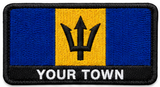 Personalised Barbados embroidered flag patch with example YOUR TOWN text