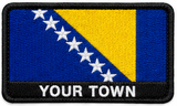 Personalised Bosnia and Herzegovina embroidered flag patch with example YOUR TOWN text