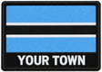Personalised Botswana embroidered flag patch with example YOUR TOWN text