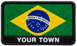 Personalised Brazil embroidered flag patch with example YOUR TOWN text