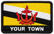 Personalised Brunei embroidered flag patch with example YOUR TOWN text