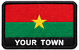Personalised Burkina Faso embroidered flag patch with example YOUR TOWN text